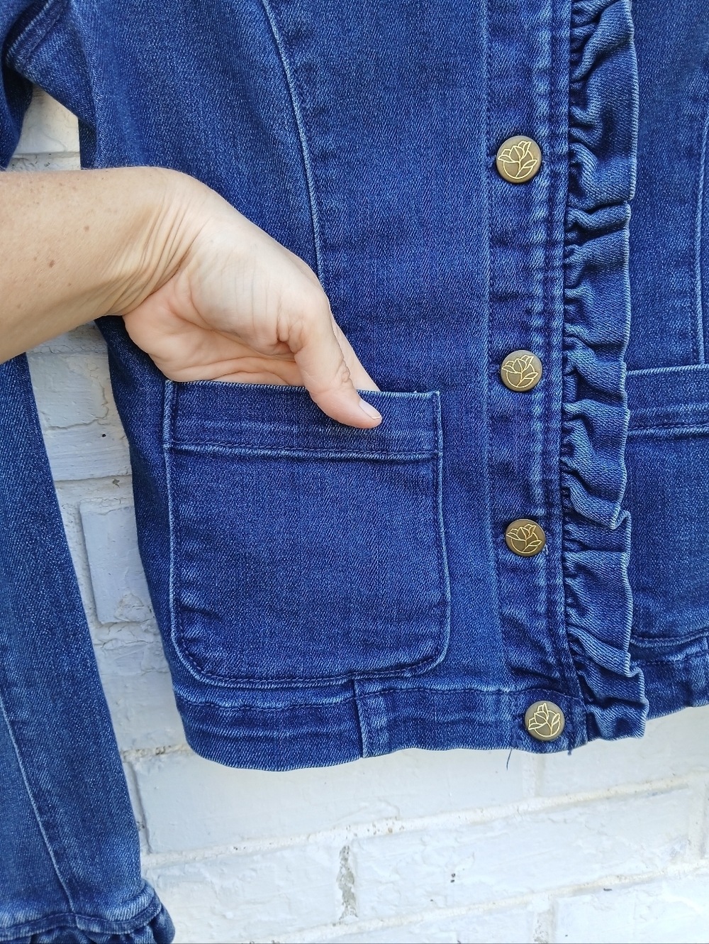 Draper James Ruffle Denim Jacket XS - Picture 6 of 9
